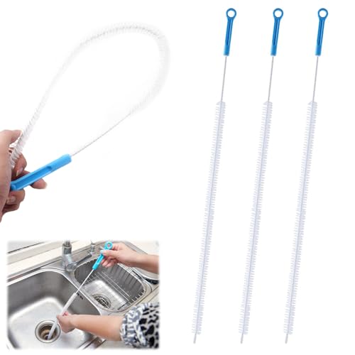 3 Stück AbflussbüRste, 71 cm Abflussreiniger Bürste, Reinigungsbürsten für Abwasserkanäle, Flexibel Abflussreinigungsbürste, Drain Abflussreiniger Lang, Rohrbürste für Küchen, Badezimmer, Küchen von AetherAurora