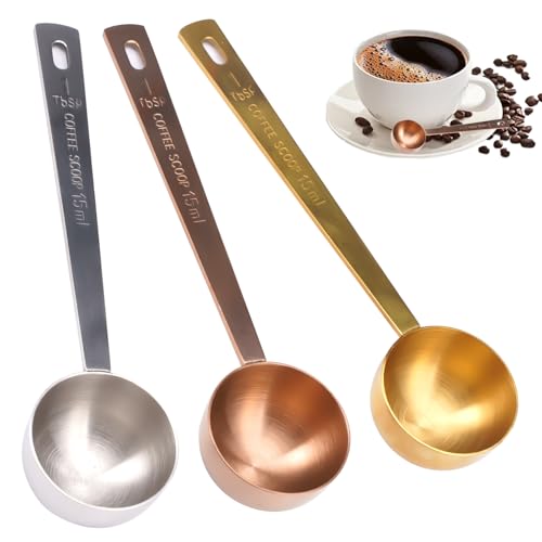 3 Stück Kaffeemaßlöffel 15ml, Edelstahl Kaffeelöffel Portionierer, Kaffeedosierlöffel, Edelstahl Kaffee Dosierlöffel, Messlöffel Mit Langem Griff, Zum Abmessen Zutaten, Kaffeesatz, Bohnen, Gewürze von AetherAurora