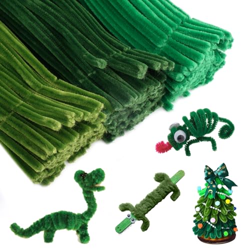 300 Stück Pfeifenputzer zum Basteln Grün 30cm x 6mm Bouquet Pfeifenreiniger Set 3 Grüntönen Blumenstrauß Pfeifenreiniger Set Biegeplüsch Basteldraht für DIY und Floristik Ideal für Handwerk und Deko von AetherAurora