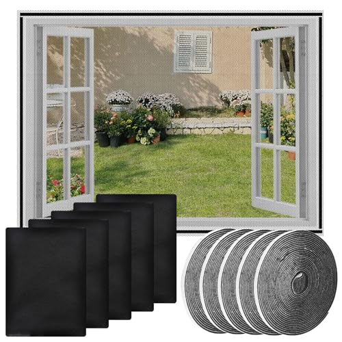 5 Stück Fliegennetz Fenster, 130x150cm Selbstklebend Insektenschutz Fenster mit 5 Rollen Selbstklebend Moskitonetz Fenster, Fliegengitter Fenster Ohne Bohren, für Schützen die Familie vor Insekte von AetherAurora