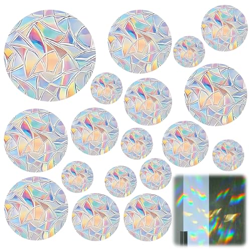 52 Stück Runden Prisma Fensteraufkleber, Vogel Anti Kollisions Fenster Aufkleber, Regenbogen Fensterfolie, PVC Anti-Kollisions-Aufkleber, Sonnenfänger Sticker, für Stopps Birds Flying in Windows von AetherAurora
