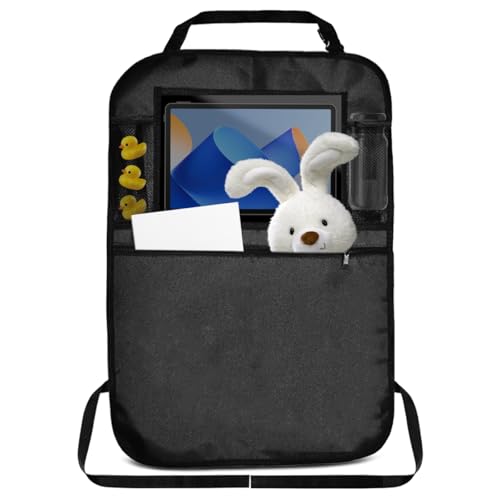 Wasserdicht Rückenlehnenschutz Auto Kinder, Autositz Schutz Rückseite, 600D Oxford Auto Rückenlehnenschutz, Autositz Organizer with Multifunktionale Tasche, Rücksitzschoner Universeller (Schwarz) von AetherAurora