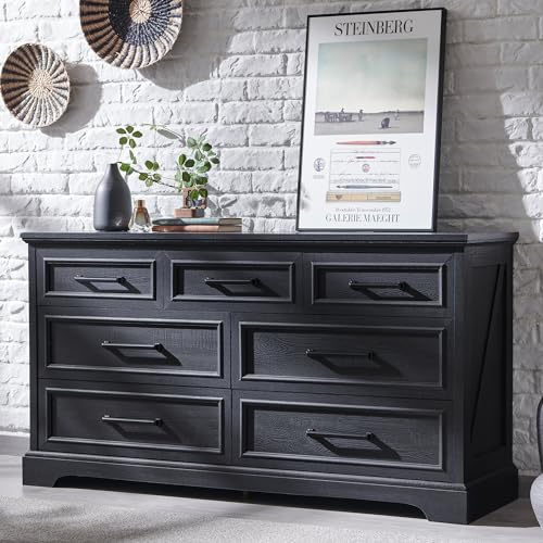 AetherWood Kommode mit 7 Schubladen, 132 cm breit, Aufbewahrungsschrank für Schlafzimmer & Wohnzimmer, Moderne Holzkommode mit viel Stauraum – Schwarz AetherWood Kommode mit 7 Schubladen, 132 cm breit, Aufbewahrungsschrank für Schlafzimmer & Wohnzimmer, Moderne Holzkommode mit viel Stauraum – Schwarz von AetherWood