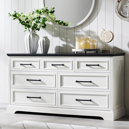 AetherWood Kommode mit 7 Schubladen, 132 cm breit, Aufbewahrungsschrank für Schlafzimmer & Wohnzimmer, Moderne Holzkommode mit viel Stauraum – Weiß AetherWood Kommode mit 7 Schubladen, 132 cm breit, Aufbewahrungsschrank für Schlafzimmer & Wohnzimmer, Moderne Holzkommode mit viel Stauraum – Weiß von AetherWood