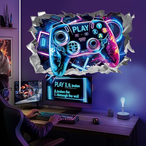 3D Wandtattoo Gamer Wandaufkleber für Jungen Gaming- und Schlafzimmer Wandsticker Wanddeko für Kinderzimmer Jungen Schlafzimmer von Aéttézoe
