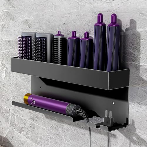 Aéttézoe Edelstahl Föhnhalter Selbstklebend – Wandhalterung ohne Bohren für Haartrockner, Glätteisen & Lockenstab | Bad-Organizer für Styler-Zubehör von Aéttézoe