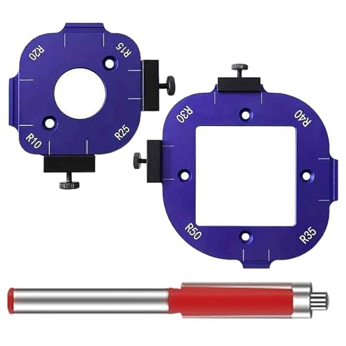 2 Stück Router Jig Radius Schablone | Frässchablone Eckradius 8 Größen (R10-R50) | Präzise Alu-Routervorlage für Holzarbeit | Inkl. CNC-gefräster Führungen & Einstellanschlag (blau) 2 Stück Router Jig Radius Schablone | Frässchablone Eckradius 8 Größen (R10-R50) | Präzise Alu-Routervorlage für Holzarbeit | Inkl. CNC-gefräster Führungen & Einstellanschlag (blau) von Aéttézoe