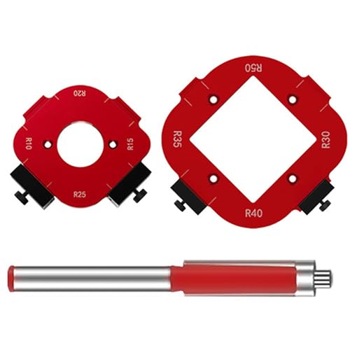 2 Stück Router Jig Radius Schablone | Frässchablone Eckradius 8 Größen (R10-R50) | Präzise Alu-Routervorlage für Holzarbeit | Inkl. CNC-gefräster Führungen & Einstellanschlag(rot) 2 Stück Router Jig Radius Schablone | Frässchablone Eckradius 8 Größen (R10-R50) | Präzise Alu-Routervorlage für Holzarbeit | Inkl. CNC-gefräster Führungen & Einstellanschlag(rot) von Aéttézoe