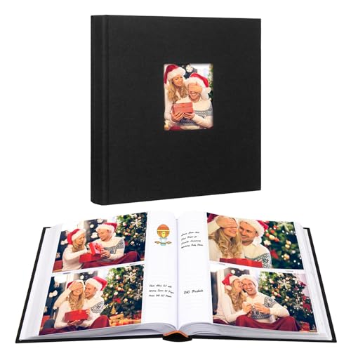 Aevdor 12,7 x 17,8 cm Buch Stil Hochzeit Fotoalbum mit 240 Taschen, Leineneinband, säurefreie Seiten, Platz zum Schreiben, Schwarz von Aevdor
