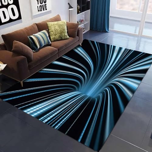 Aevmsor 3D Vortex Illusion Teppich, 3D Geometrische Optische Täuschungen rutschfeste Flächenteppiche Vision Trap Bodenmatte Fußmatte Teppich für Flur Schlafzimmer Wohnzimmer Büro von Aevmsor
