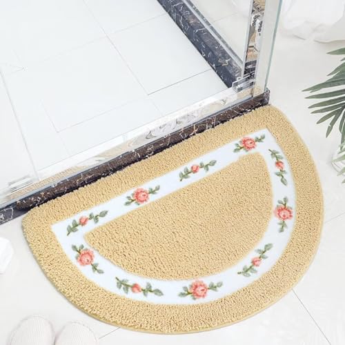 Aevmsor Badteppich rutschfeste, Duschmatte Halbrund rutschfeste, Waschbar Badeteppich Weich Duschvorleger, Duschvorleger Halbrund Runddusche, Wasserabsorbierend Badematte Badvorleger für Dusche von Aevmsor