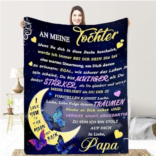 Aevmsor Personalisierte Flanell Briefdecke, Mama und Papa zu Tochter Kuscheldecke Flauschige Geschenk, Luftpost Decke Positiv Ermutigen Sie Ihre Tochter zur Liebe Geeignet für Sofa Reisen von Aevmsor