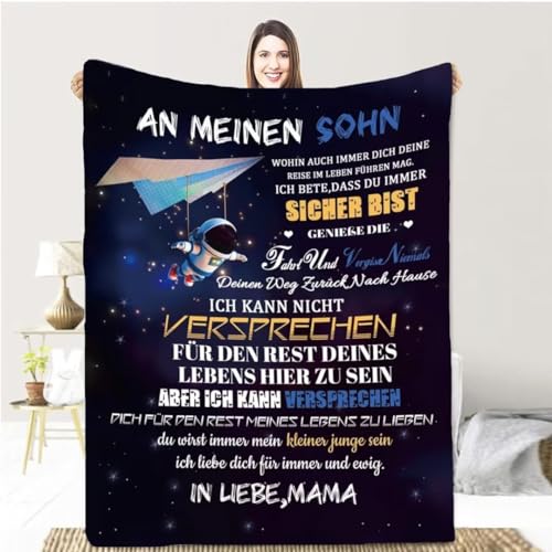 Aevmsor Personalisierte Kuscheldecke Flauschige Geschenke Decke an Unseren Sohn von Eltern, Flanell Briefdecke Positiv Ermutigen Nachricht Brief Decke Tv-Decken Geschenk Geburtstag von Aevmsor