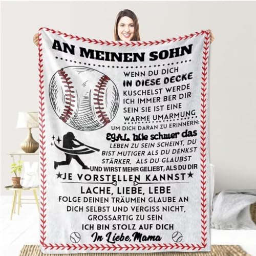 Kuscheldecke Personalisierte Decke An Meine Sohn, Flauschige Geschenke Decke an Unseren Sohn von Eltern, Super Weiche Flanelldecke für Sofa Reisen von Aevmsor