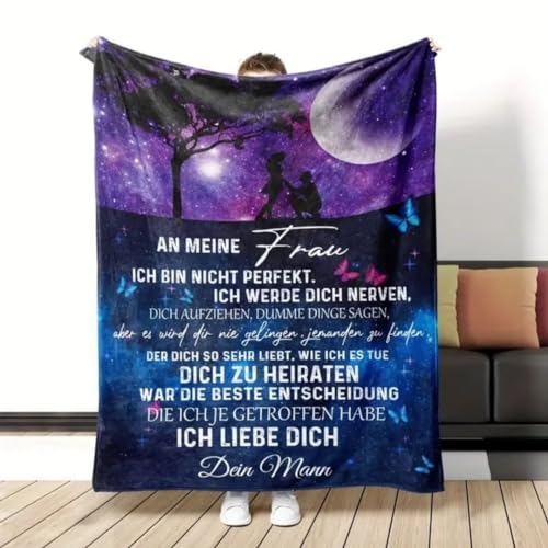 Kuscheldecke Personalisierte Geschenke Decke An Meine Frau Decke, Geschenke für Frau von Ehemann, Positive Ermutigung und Liebe Nachricht Briefdecke, Geschenk Hochzeitstag Valentinstag Geburtstag von Aevmsor