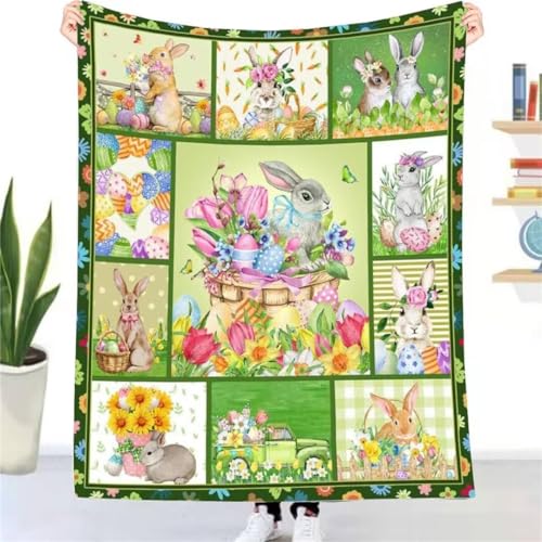 Ostern Deko Kuscheldecke Flauschig Decke, Wolldecke Fleecedecke Warme Flanell Wohndecke als Tagesdecke Schlafdecke Ostern für Kinderzimmer von Aevmsor