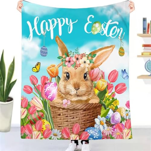 Ostern Deko Kuscheldecke Flauschig Decke, Wolldecke Fleecedecke Warme Flanell Wohndecke als Tagesdecke Schlafdecke Ostern für Kinderzimmer von Aevmsor
