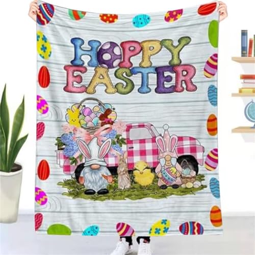 Ostern Deko Kuscheldecke Flauschig Decke Ostern, Warme Flanell Wohndecke als Tagesdecke Schlafdecke, Hase Ostereier Haus Dekoration Decke für Kinderzimmer von Aevmsor