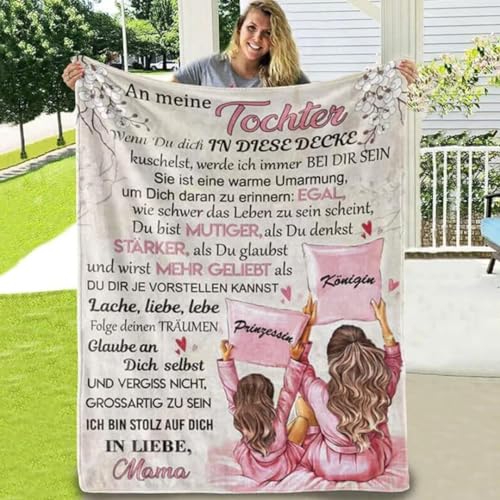 Personalisierte Kuscheldecke An unsere Tochter von Eltern, Mama und Papa zu Tochter Kuscheldecke Flauschige Geschenk, Briefdecke Nachricht Luftpost Decke, Weihnachten Abschluss-Geschenke von Aevmsor