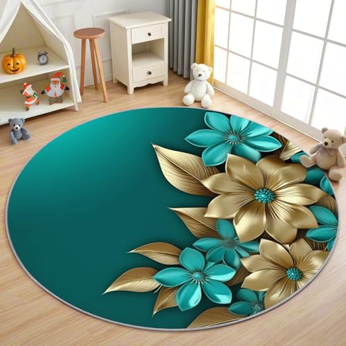 AevuCub Abstrakte Blumen Teppich Rund 100cm Kurzflor - Waschbare Teppiche Wohnzimmer Modern Bunt Floral - Runder Teppich 200 cm Durchmesser - Bettvorleger Schlafzimmer rutschfest Weich AevuCub Abstrakte Blumen Teppich Rund 100cm Kurzflor - Waschbare Teppiche Wohnzimmer Modern Bunt Floral - Runder Teppich 200 cm Durchmesser - Bettvorleger Schlafzimmer rutschfest Weich von AevuCub