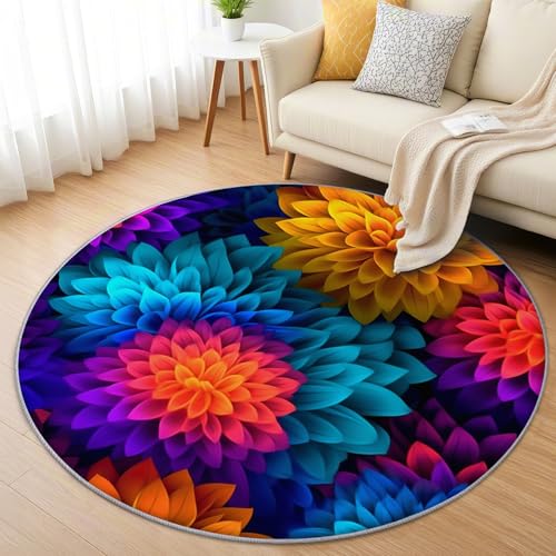 AevuCub Abstrakte Blumen Teppich Rund 160 Kurzflor - Waschbare Teppiche Wohnzimmer Bunt Floral - Runder Teppich 160 Durchmesser Kinderzimmer - Bettvorleger Schlafzimmer rutschfest Weich AevuCub Abstrakte Blumen Teppich Rund 160 Kurzflor - Waschbare Teppiche Wohnzimmer Bunt Floral - Runder Teppich 160 Durchmesser Kinderzimmer - Bettvorleger Schlafzimmer rutschfest Weich von AevuCub