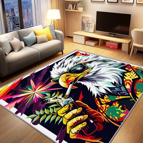 AevuCub Adler Deko, Cool Wildlife Teppich 120x170 Kurzflor, Teppich Wohnzimmer Vogelmotiv, Weich rutschfest Waschbare Teppiche, Bettvorleger Schlafzimmer Kinderzimmer von AevuCub