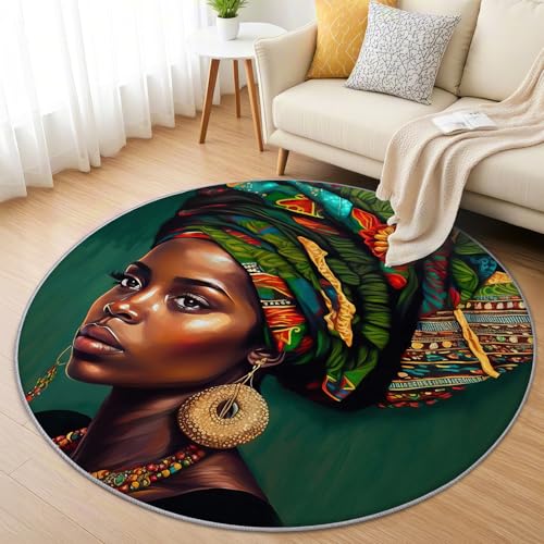 AevuCub Afrikanische Frau Teppich Rund 120cm Kurzflor - Waschbare Teppiche Wohnzimmer Afrika Ethno - Runder Teppich 120 Durchmesser Kinderzimmer - Bettvorleger Schlafzimmer rutschfest Weich AevuCub Afrikanische Frau Teppich Rund 120cm Kurzflor - Waschbare Teppiche Wohnzimmer Afrika Ethno - Runder Teppich 120 Durchmesser Kinderzimmer - Bettvorleger Schlafzimmer rutschfest Weich von AevuCub