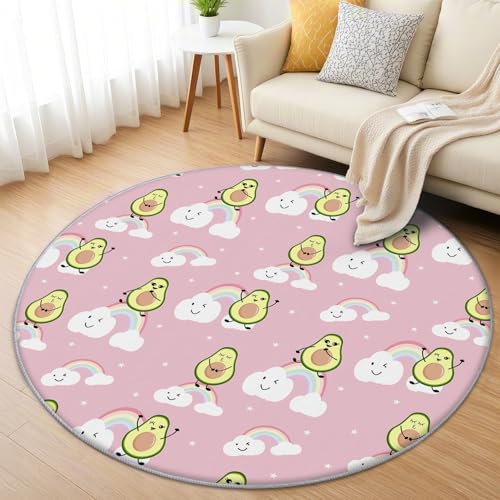 AevuCub Avocado Teppich Rund 90 cm Kurzflor - Waschbare Teppiche Wohnzimmer Kinder Rosa - Runder Teppich 90 Durchmesser Kinderzimmer - Bettvorleger Schlafzimmer rutschfest Weich AevuCub Avocado Teppich Rund 90 cm Kurzflor - Waschbare Teppiche Wohnzimmer Kinder Rosa - Runder Teppich 90 Durchmesser Kinderzimmer - Bettvorleger Schlafzimmer rutschfest Weich von AevuCub