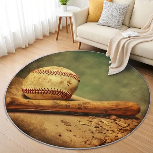 AevuCub Baseball Teppich Rund 60 cm Kurzflor - Waschbare Teppiche Wohnzimmer Sport Jugend Kinder Teens - Runder Teppich 60 cm Durchmesser Kinderzimmer - Bettvorleger Schlafzimmer rutschfest Weich AevuCub Baseball Teppich Rund 60 cm Kurzflor - Waschbare Teppiche Wohnzimmer Sport Jugend Kinder Teens - Runder Teppich 60 cm Durchmesser Kinderzimmer - Bettvorleger Schlafzimmer rutschfest Weich von AevuCub