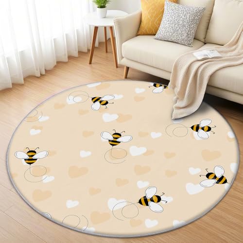 AevuCub Biene Teppich Rund 200cm Kurzflor - Waschbare Teppiche Wohnzimmer Kinder Süße Biene - Runder Teppich 200 cm Durchmesser Kinderzimmer - Bettvorleger Schlafzimmer rutschfest Weich AevuCub Biene Teppich Rund 200cm Kurzflor - Waschbare Teppiche Wohnzimmer Kinder Süße Biene - Runder Teppich 200 cm Durchmesser Kinderzimmer - Bettvorleger Schlafzimmer rutschfest Weich von AevuCub