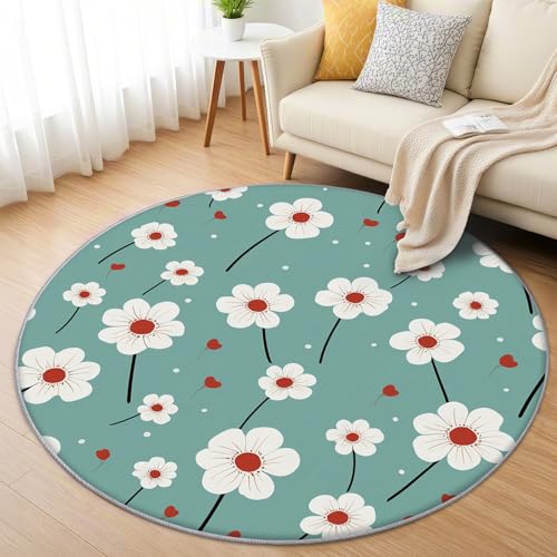 AevuCub Blumen Teppich Rund 160 Kurzflor - Waschbare Teppiche Wohnzimmer Cartoon Blumen Kinder - Runder Teppich 160 Durchmesser Kinderzimmer - Bettvorleger Schlafzimmer rutschfest Weich AevuCub Blumen Teppich Rund 160 Kurzflor - Waschbare Teppiche Wohnzimmer Cartoon Blumen Kinder - Runder Teppich 160 Durchmesser Kinderzimmer - Bettvorleger Schlafzimmer rutschfest Weich von AevuCub