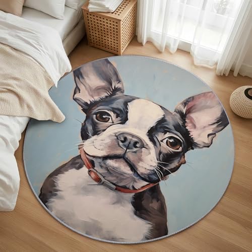 AevuCub Boston Terrier Teppich Rund 60 cm Kurzflor - Waschbare Teppiche Wohnzimmer Niedlicher Hund - Runder Teppich 60 cm Durchmesser Kinderzimmer - Bettvorleger Schlafzimmer rutschfest Weich AevuCub Boston Terrier Teppich Rund 60 cm Kurzflor - Waschbare Teppiche Wohnzimmer Niedlicher Hund - Runder Teppich 60 cm Durchmesser Kinderzimmer - Bettvorleger Schlafzimmer rutschfest Weich von AevuCub