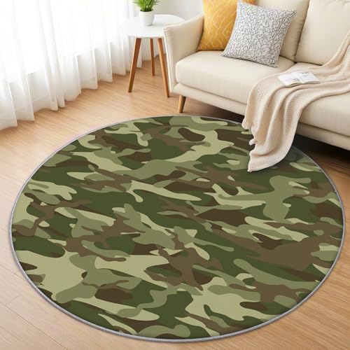 AevuCub Camouflage Teppich Rund 100cm Kurzflor - Waschbare Teppiche Wohnzimmer Jungen Militär Camo - Runder Teppich 100cm Durchmesser Kinderzimmer - Bettvorleger Schlafzimmer rutschfest Weich AevuCub Camouflage Teppich Rund 100cm Kurzflor - Waschbare Teppiche Wohnzimmer Jungen Militär Camo - Runder Teppich 100cm Durchmesser Kinderzimmer - Bettvorleger Schlafzimmer rutschfest Weich von AevuCub