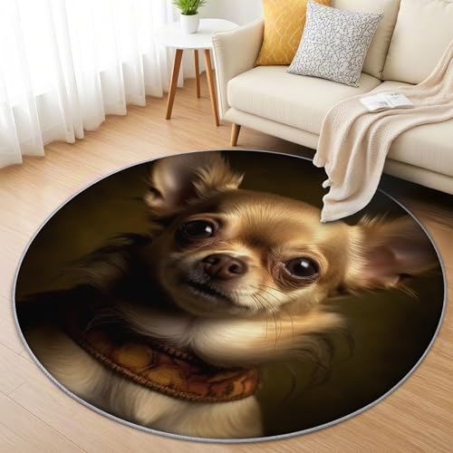 AevuCub Chihuahua Teppich Rund 200cm Kurzflor - Waschbare Teppiche Wohnzimmer Chihuahua-Hund - Runder Teppich 200 cm Durchmesser Kinderzimmer - Bettvorleger Schlafzimmer rutschfest Weich AevuCub Chihuahua Teppich Rund 200cm Kurzflor - Waschbare Teppiche Wohnzimmer Chihuahua-Hund - Runder Teppich 200 cm Durchmesser Kinderzimmer - Bettvorleger Schlafzimmer rutschfest Weich von AevuCub