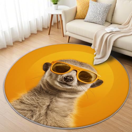 AevuCub Erdmännchen Teppich Rund 60 cm Kurzflor - Waschbare Teppiche Wohnzimmer Lustige Tiere - Runder Teppich 60 cm Durchmesser Kinderzimmer - Bettvorleger Schlafzimmer rutschfest Weich AevuCub Erdmännchen Teppich Rund 60 cm Kurzflor - Waschbare Teppiche Wohnzimmer Lustige Tiere - Runder Teppich 60 cm Durchmesser Kinderzimmer - Bettvorleger Schlafzimmer rutschfest Weich von AevuCub