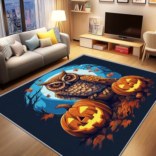AevuCub Eule Deko, Kinder Halloween Kürbis Teppich 60x90 Kurzflor, Kleiner Teppich Wohnzimmer Eulenmotiv, Weich rutschfest Waschbare Teppiche, Bettvorleger Schlafzimmer Kinderzimmer AevuCub Eule Deko, Kinder Halloween Kürbis Teppich 60x90 Kurzflor, Kleiner Teppich Wohnzimmer Eulenmotiv, Weich rutschfest Waschbare Teppiche, Bettvorleger Schlafzimmer Kinderzimmer von AevuCub