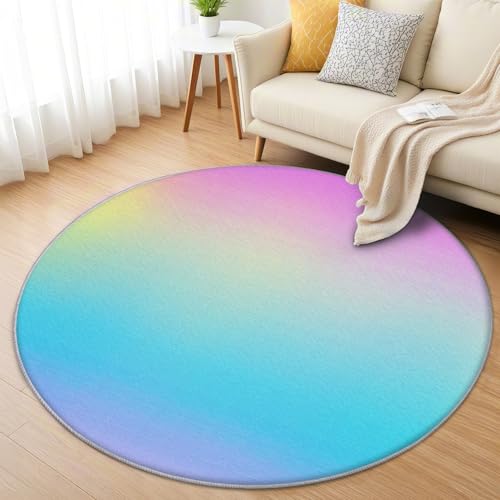 AevuCub Farbverlauf Teppich Rund 90 cm Kurzflor - Waschbare Teppiche Wohnzimmer Bunt - Runder Teppich 90 Durchmesser Kinderzimmer - Bettvorleger Schlafzimmer rutschfest Weich AevuCub Farbverlauf Teppich Rund 90 cm Kurzflor - Waschbare Teppiche Wohnzimmer Bunt - Runder Teppich 90 Durchmesser Kinderzimmer - Bettvorleger Schlafzimmer rutschfest Weich von AevuCub
