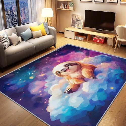 AevuCub Faultier Deko, Süße Tiere Kinder Teppich 80x150 Kurzflor, Kleiner Teppich Wohnzimmer Sternenhimmel, Weich rutschfest Waschbare Teppiche, Bettvorleger Schlafzimmer Kinderzimmer AevuCub Faultier Deko, Süße Tiere Kinder Teppich 80x150 Kurzflor, Kleiner Teppich Wohnzimmer Sternenhimmel, Weich rutschfest Waschbare Teppiche, Bettvorleger Schlafzimmer Kinderzimmer von AevuCub
