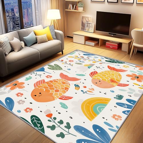 AevuCub Fisch Deko, Koi Fisch Teppich 50x80 Kurzflor, Kleiner Teppich Wohnzimmer Cartoon Tiermotiv, Weich rutschfest Waschbare Teppiche, Bettvorleger Schlafzimmer Kinderzimmer AevuCub Fisch Deko, Koi Fisch Teppich 50x80 Kurzflor, Kleiner Teppich Wohnzimmer Cartoon Tiermotiv, Weich rutschfest Waschbare Teppiche, Bettvorleger Schlafzimmer Kinderzimmer von AevuCub