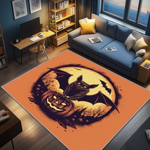 AevuCub Fledermaus Deko, Halloween Teppich 240x300 Kurzflor, Großer Teppich Wohnzimmer Halloween Kürbis, Weich rutschfest Waschbare Teppiche, Bettvorleger Schlafzimmer Kinderzimmer AevuCub Fledermaus Deko, Halloween Teppich 240x300 Kurzflor, Großer Teppich Wohnzimmer Halloween Kürbis, Weich rutschfest Waschbare Teppiche, Bettvorleger Schlafzimmer Kinderzimmer von AevuCub