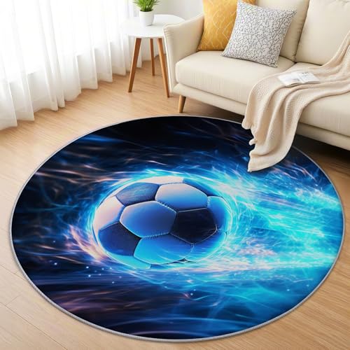 AevuCub Football Teppich Rund 120cm Kurzflor - Waschbare Teppiche Wohnzimmer Jungen Sport - Runder Teppich 120 Durchmesser Kinderzimmer - Bettvorleger Schlafzimmer rutschfest Weich AevuCub Football Teppich Rund 120cm Kurzflor - Waschbare Teppiche Wohnzimmer Jungen Sport - Runder Teppich 120 Durchmesser Kinderzimmer - Bettvorleger Schlafzimmer rutschfest Weich von AevuCub