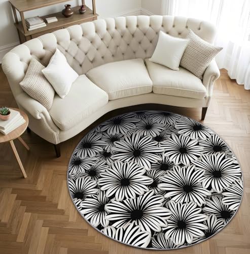 AevuCub Gänseblümchen Teppich Rund 60 cm Kurzflor - Waschbare Teppiche Wohnzimmer Abstrakte Blumen - Runder Teppich 60 cm Durchmesser Kinderzimmer - Bettvorleger Schlafzimmer rutschfest Weich AevuCub Gänseblümchen Teppich Rund 60 cm Kurzflor - Waschbare Teppiche Wohnzimmer Abstrakte Blumen - Runder Teppich 60 cm Durchmesser Kinderzimmer - Bettvorleger Schlafzimmer rutschfest Weich von AevuCub