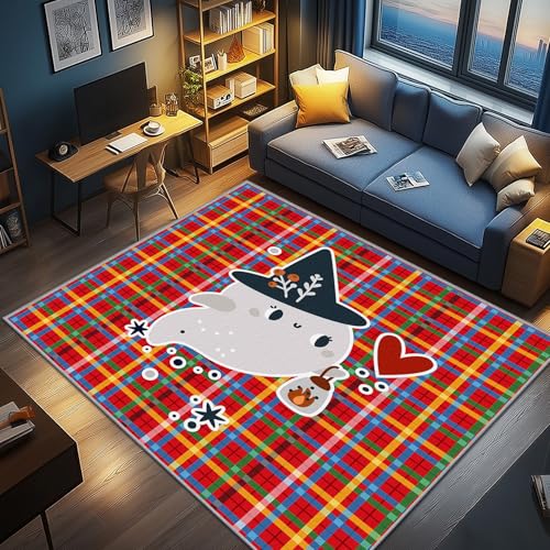 AevuCub Geist Deko, Halloween Geist Kinder Teppich 140x200 Kurzflor, Teppich Wohnzimmer Schottenkaro, Weich rutschfest Waschbare Teppiche, Bettvorleger Schlafzimmer Kinderzimmer AevuCub Geist Deko, Halloween Geist Kinder Teppich 140x200 Kurzflor, Teppich Wohnzimmer Schottenkaro, Weich rutschfest Waschbare Teppiche, Bettvorleger Schlafzimmer Kinderzimmer von AevuCub