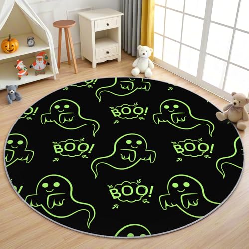 AevuCub Geist Teppich Rund 100cm Kurzflor - Waschbare Teppiche Wohnzimmer Halloween - Runder Teppich 100cm Durchmesser Kinderzimmer - Bettvorleger Schlafzimmer rutschfest Weich AevuCub Geist Teppich Rund 100cm Kurzflor - Waschbare Teppiche Wohnzimmer Halloween - Runder Teppich 100cm Durchmesser Kinderzimmer - Bettvorleger Schlafzimmer rutschfest Weich von AevuCub