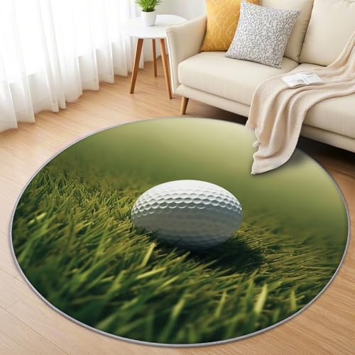 AevuCub Golf Teppich Rund 120cm Kurzflor - Waschbare Teppiche Wohnzimmer Sport Thema - Runder Teppich 120 Durchmesser Kinderzimmer - Bettvorleger Schlafzimmer rutschfest Weich AevuCub Golf Teppich Rund 120cm Kurzflor - Waschbare Teppiche Wohnzimmer Sport Thema - Runder Teppich 120 Durchmesser Kinderzimmer - Bettvorleger Schlafzimmer rutschfest Weich von AevuCub