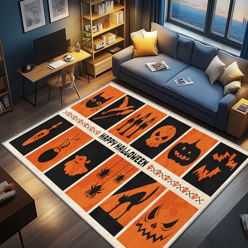 AevuCub Halloween Deko, Gruseliger Hexe Teppich 80x150 Kurzflor, Kleiner Teppich Wohnzimmer Schwarze Katze Geist, Weich rutschfest Waschbare Teppiche, Bettvorleger Schlafzimmer Kinderzimmer AevuCub Halloween Deko, Gruseliger Hexe Teppich 80x150 Kurzflor, Kleiner Teppich Wohnzimmer Schwarze Katze Geist, Weich rutschfest Waschbare Teppiche, Bettvorleger Schlafzimmer Kinderzimmer von AevuCub