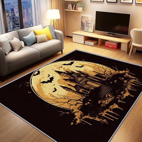 AevuCub Halloween Deko, Gruseliger Schloss Teppich 80x150 Kurzflor, Kleiner Teppich Wohnzimmer Gothic Schloss, Weich rutschfest Waschbare Teppiche, Bettvorleger Schlafzimmer Kinderzimmer AevuCub Halloween Deko, Gruseliger Schloss Teppich 80x150 Kurzflor, Kleiner Teppich Wohnzimmer Gothic Schloss, Weich rutschfest Waschbare Teppiche, Bettvorleger Schlafzimmer Kinderzimmer von AevuCub