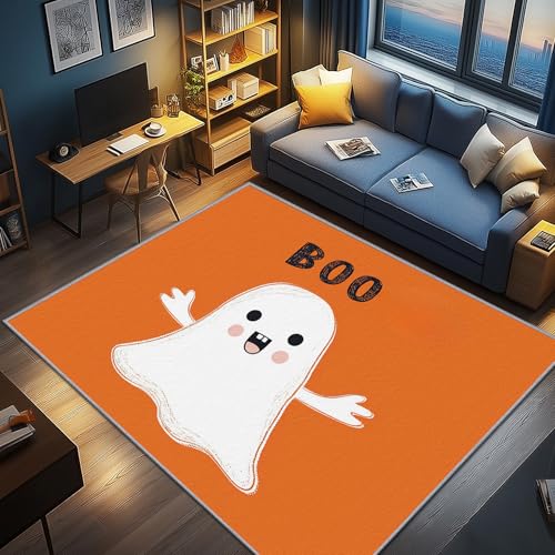 AevuCub Halloween Deko, Süßer Geist Kinder Teppich 60x90 Kurzflor, Kleiner Teppich Wohnzimmer Halloween Geist, Weich rutschfest Waschbare Teppiche, Bettvorleger Schlafzimmer Kinderzimmer AevuCub Halloween Deko, Süßer Geist Kinder Teppich 60x90 Kurzflor, Kleiner Teppich Wohnzimmer Halloween Geist, Weich rutschfest Waschbare Teppiche, Bettvorleger Schlafzimmer Kinderzimmer von AevuCub