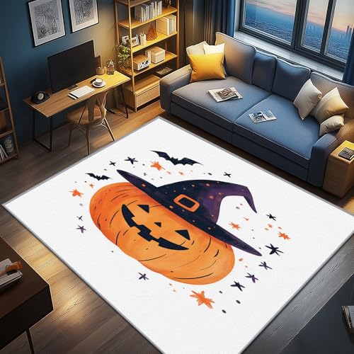 AevuCub Halloween Kürbis Deko, Jack-O'-Lantern Teppich 160x230 Kurzflor, Großer Teppich Wohnzimmer Hexenhut Fledermaus, Weich rutschfest Waschbare Teppiche, Bettvorleger Schlafzimmer Kinderzimmer AevuCub Halloween Kürbis Deko, Jack-O'-Lantern Teppich 160x230 Kurzflor, Großer Teppich Wohnzimmer Hexenhut Fledermaus, Weich rutschfest Waschbare Teppiche, Bettvorleger Schlafzimmer Kinderzimmer von AevuCub