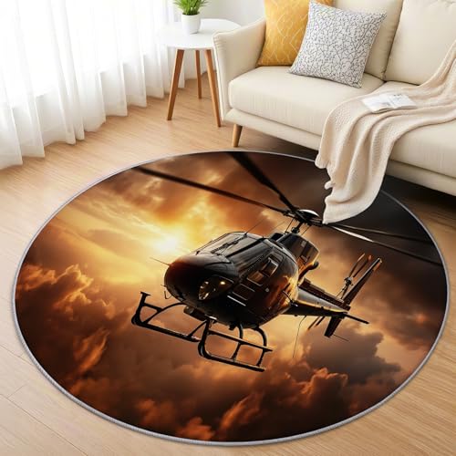 AevuCub Helikopter Teppich Rund 100cm Kurzflor - Waschbare Teppiche Wohnzimmer Flugzeug Jungen - Runder Teppich 100cm Durchmesser Kinderzimmer - Bettvorleger Schlafzimmer rutschfest Weich AevuCub Helikopter Teppich Rund 100cm Kurzflor - Waschbare Teppiche Wohnzimmer Flugzeug Jungen - Runder Teppich 100cm Durchmesser Kinderzimmer - Bettvorleger Schlafzimmer rutschfest Weich von AevuCub